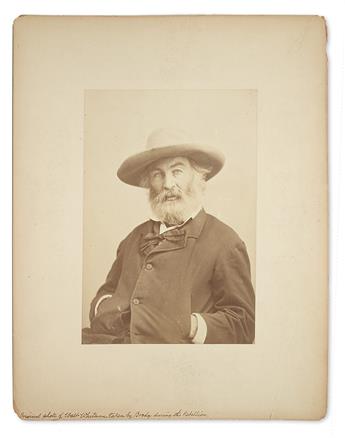 (WHITMAN, WALT.) Brady, Matthew; photographer. Pair of large-format Civil War-era photographs of Walt Whitman.